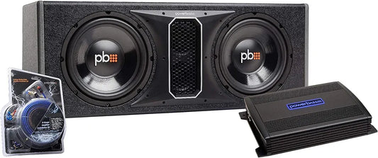 PowerBass Dual 10" Subwoofers in Vented Enclosure with ASA3-400.2 Amplifier and Wiring Kit