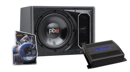 PowerBass Party Pack - Single 10" Subwoofer in vented enclosure with ASA3-300.2 Amplifier and Wiring Kit